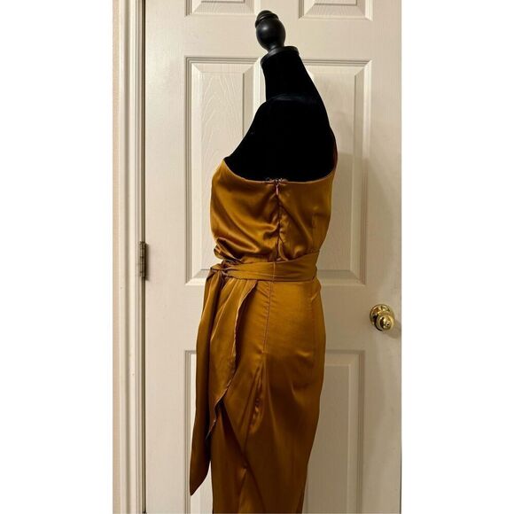 NWOT Celia One Shoulder Bronze Midi Dress by BalticBorn Medium - Picture 4 of 13